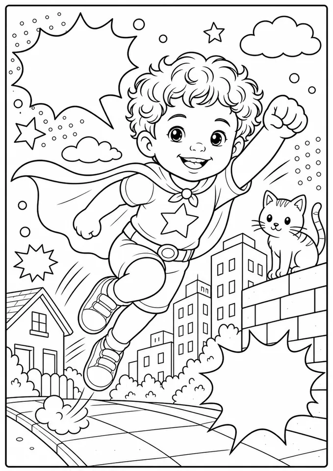 Página para colorir com João no estilo Quadrinho